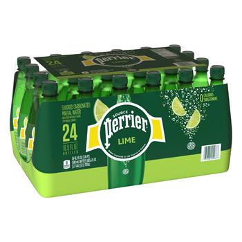 Perrier Sparkling Mineral Water, Lime, 16.9 oz. Bottles, 24/Case
