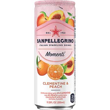 San Pellegrino Sparkling Fruit Beverage, 330 mL, Momenti™ Clementine &amp; Peach, 24/CS