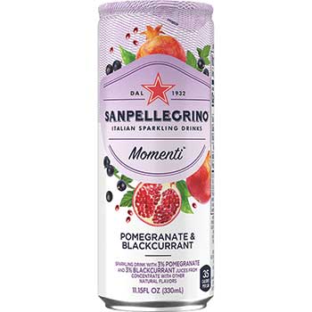 San Pellegrino Sparkling Fruit Beverage, Momenti™ Pomegranate &amp; Blackcurrant, 330 mL, 24/CS