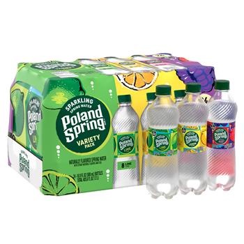 Poland Spring Sparkling Flavored Natural Spring Water, Variety Pack, 16.9 oz., 24/CS