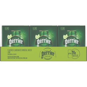 Perrier Sparkling Mineral Water, Lime, 11.15 oz. Cans, 24 Cans/Case