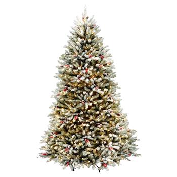 National Tree Company 7.5&#39; Dunhill Fir Tree with Clear Lights, Plug-In, Red Berries/Pine Cones, 59&quot; dia