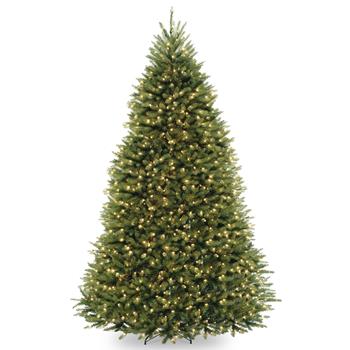National Tree Company 9&#39; Dunhill Fir Hinged Tree with Clear Lights, Plug-In, 66&quot; dia