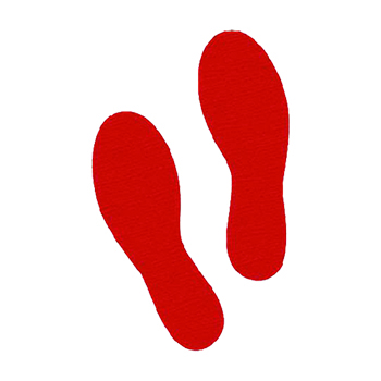 NMC Vinyl Sign/Label, Footprints, 12&quot; x 12&quot;, Red Footprints, 25/PK