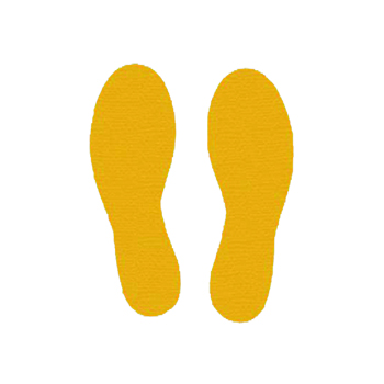 NMC Vinyl Sign/Label, Footprints, 12&quot; x 12&quot;, Yellow Footprints, 25/PK