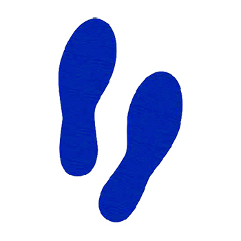 NMC Vinyl Sign/Label, Footprints, 12&quot; x 12&quot;, Blue Footprints, 25/PK