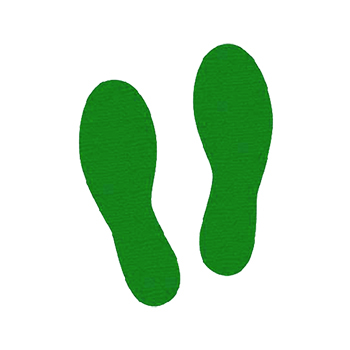NMC Vinyl Sign/Label, Footprints, 12&quot; x 12&quot;, Green Footprints, 25/PK