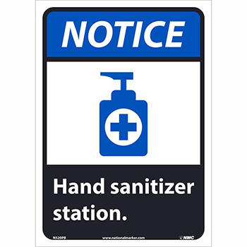 NMC Vinyl Sign/Label, &quot;Notice - Hand Sanitizer Station&quot;, 10&quot; x 14&quot;