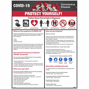 NMC™ Polytag Poster, COVID-19 &quot;Protect Yourself!&quot;, 18&quot; x 24&quot;