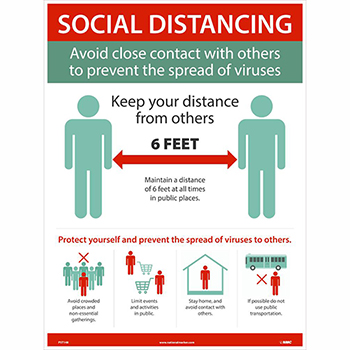 NMC™ Polytag Poster, &quot;Social Distancing - Avoid Close Contact With Others&quot;, 18&quot; x 24&quot;