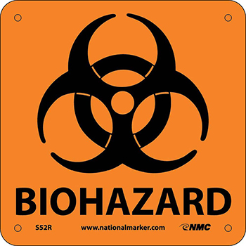NMC Rigid Plastic Sign, &quot;Biohazard&quot; w/Graphic, 7&quot; x 7&quot;
