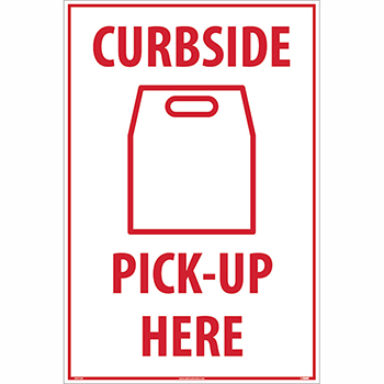 NMC Corrugated A-Frame Plastic Sign, &quot;Curbside Pick-Up Here&quot;, 24&quot; x 36&quot;