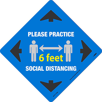 NMC™ Please Practice Social Distancing 6 FT, Blue, 11.75 x 11.75, TexWalk