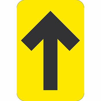 NMC Directional Arrow, Temporary-Step Adhesive Back, 4&quot; x 6&quot;, Black/Yellow, 10/PK