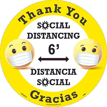 NMC Social Distancing 6&#39; w/Faces, Floor Sign, 8 x 8, TexWalk, Pack of 10