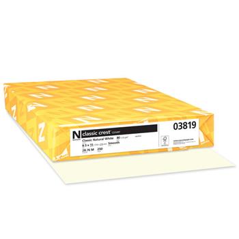 Neenah Paper Classic Crest Smooth Coverstock, 80C, 8.5&quot; x 11&quot;, Natural, 250 Sheets/Pack