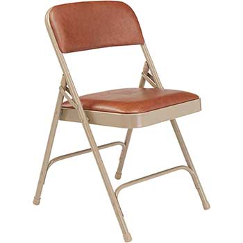 National Public Seating 1200 Series Premium Vinyl Upholstered Double Hinge Folding Chair, Honey Brown, 4/PK