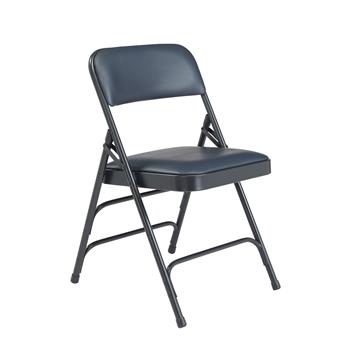 National Public Seating 1300 Series Premium Vinyl Upholstered Folding Chair, Dark Midnight Blue, 4/PK