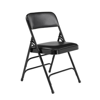 National Public Seating 1300 Series Premium Vinyl Upholstered Folding Chair, Black, 4/PK