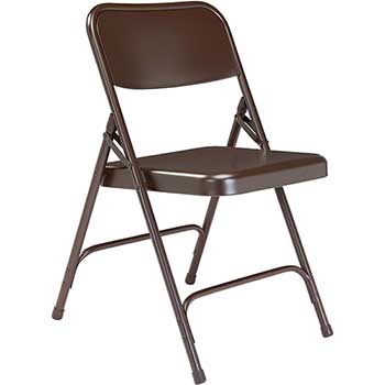 National Public Seating 200 Series Premium All-Steel Double Hinge Folding Chair, Brown, 4/PK