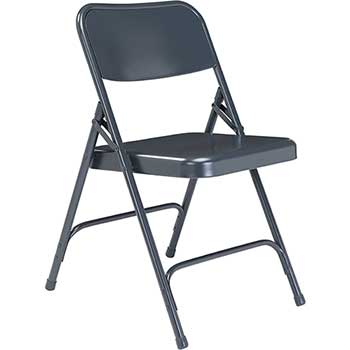 National Public Seating 200 Series Premium All-Steel Double Hinge Folding Chair, Char-Blue, 4/PK