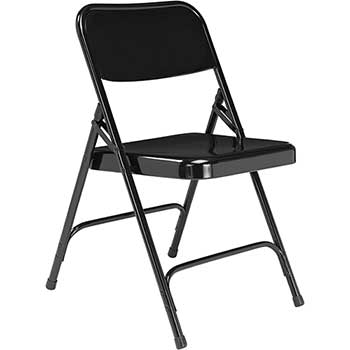 National Public Seating 200 Series Premium All-Steel Double Hinge Folding Chair, Black, 4/PK