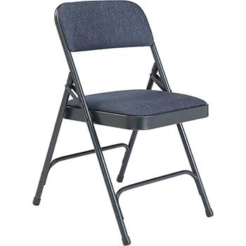 National Public Seating 2200 Series Deluxe Fabric Upholstered Double Hinge Premium Folding Chair, Imperial Blue Fabric/Char-Blue Frame, 4/PK