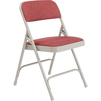 National Public Seating 2200 Series Deluxe Fabric Upholstered Double Hinge Premium Folding Chair, Majestic Cabernet, 4/PK