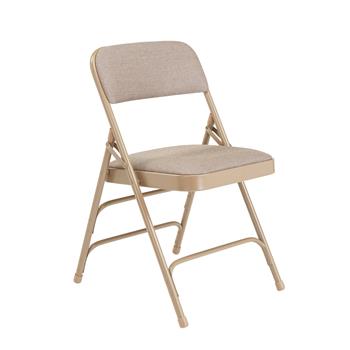 National Public Seating 2300 Series Deluxe Fabric Upholstered Premium Folding Chair, Caf&#233; Beige, 4/PK