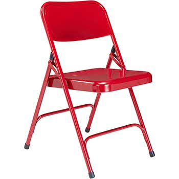 National Public Seating 200 Series Premium All-Steel Double Hinge Folding Chair, Red, 4/PK