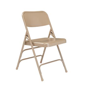 National Public Seating 300 Series Deluxe All-Steel Folding Chair, Beige, 4/PK