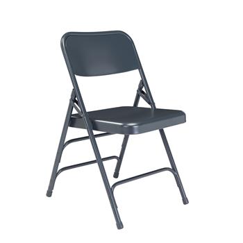 National Public Seating 300 Series Deluxe All-Steel Folding Chair, Char-Blue, 4/PK