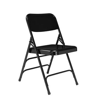 National Public Seating 300 Series Deluxe All-Steel Folding Chair, Black, 4/PK