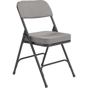 National Public Seating 3200 Series Premium 2&quot; Fabric Upholstered Double Hinge Folding Chair, Charcoal Grey, 2/PK