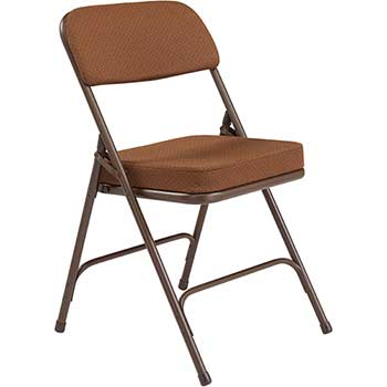 National Public Seating 3200 Series Premium 2&quot; Fabric Upholstered Double Hinge Folding Chair, Antique Gold, 2/PK