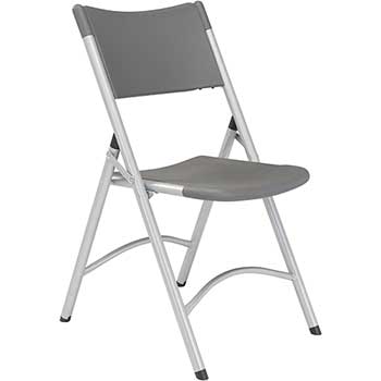 National Public Seating 600 Series Heavy Duty Plastic Folding Chair, Charcoal Slate, 4/PK