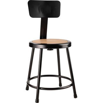 National Public Seating 18&quot; Heavy Duty Steel Stool with Backrest, Black