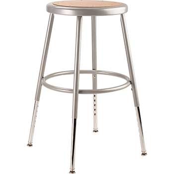 National Public Seating Heavy Duty Stool, 19&quot;-27&quot; Height Adjustable, Steel, Grey