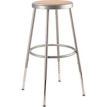 National Public Seating Heavy Duty Stool, 25&quot;-33&quot; Height Adjustable, Steel, Grey
