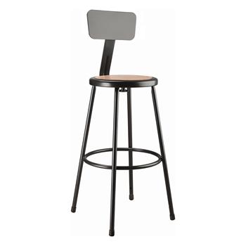 National Public Seating 30&quot; Heavy Duty Steel Stool With Backrest, Black
