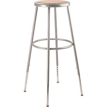 National Public Seating Heavy Duty Stool, 32&quot;-39&quot; Height Adjustable, Steel, Grey