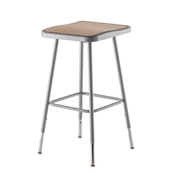 National Public Seating 25&quot;-33&quot; Height Adjustable Heavy Duty Square Seat Steel Stool, Grey
