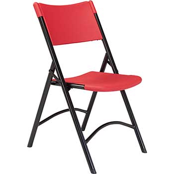 National Public Seating 600 Series Premium Resin-Plastic Folding Chair, Red, 4/PK