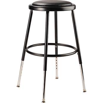 National Public Seating Heavy Duty Stool, Vinyl Padded Steel, 19&quot;-27&quot; Height Adjustable, Black