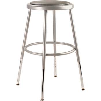 National Public Seating Heavy Duty Stool, Vinyl Padded Steel, 19&quot;&quot;-27&quot;&quot; Height Adjustable, Grey
