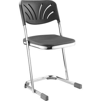National Public Seating 18&quot; Elephant Z-Stool With Backrest, Black Seat and Chrome Frame