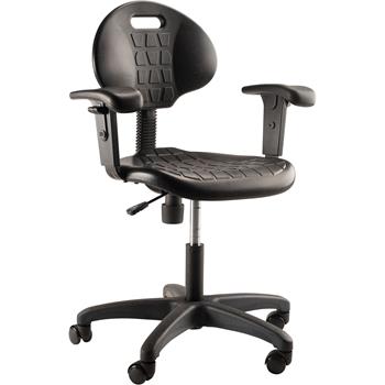 National Public Seating Polyurethane Task Chair with Arms, Black