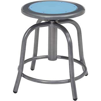 National Public Seating Swivel Stool, 18” - 24” Height Adjustable, Blueberry Seat and Grey Frame
