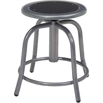 National Public Seating Swivel Stool, 18” - 24” Height Adjustable, Black Seat and Grey Frame
