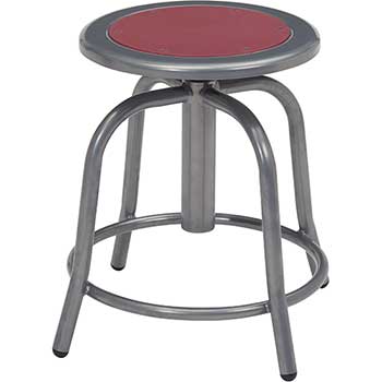 National Public Seating Swivel Stool, 18” - 24” Height Adjustable, Burgundy Seat and Grey Frame
